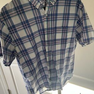 Old Navy Men's Casual Plaid Shirt - Blue and Pink